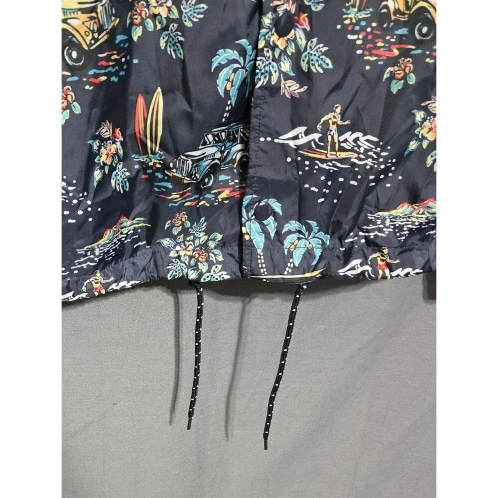 Gap Coach Jacket Mens XXL Tropical Hawaiian Windbreaker Snap Closure Drawstring